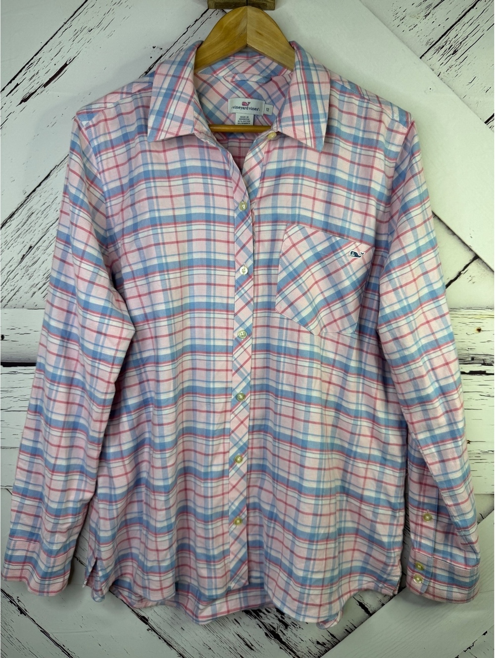 Vineyard Vines Chilmark Plaid Preppy Relaxed Fit Button-Down Shirt Women’s 12